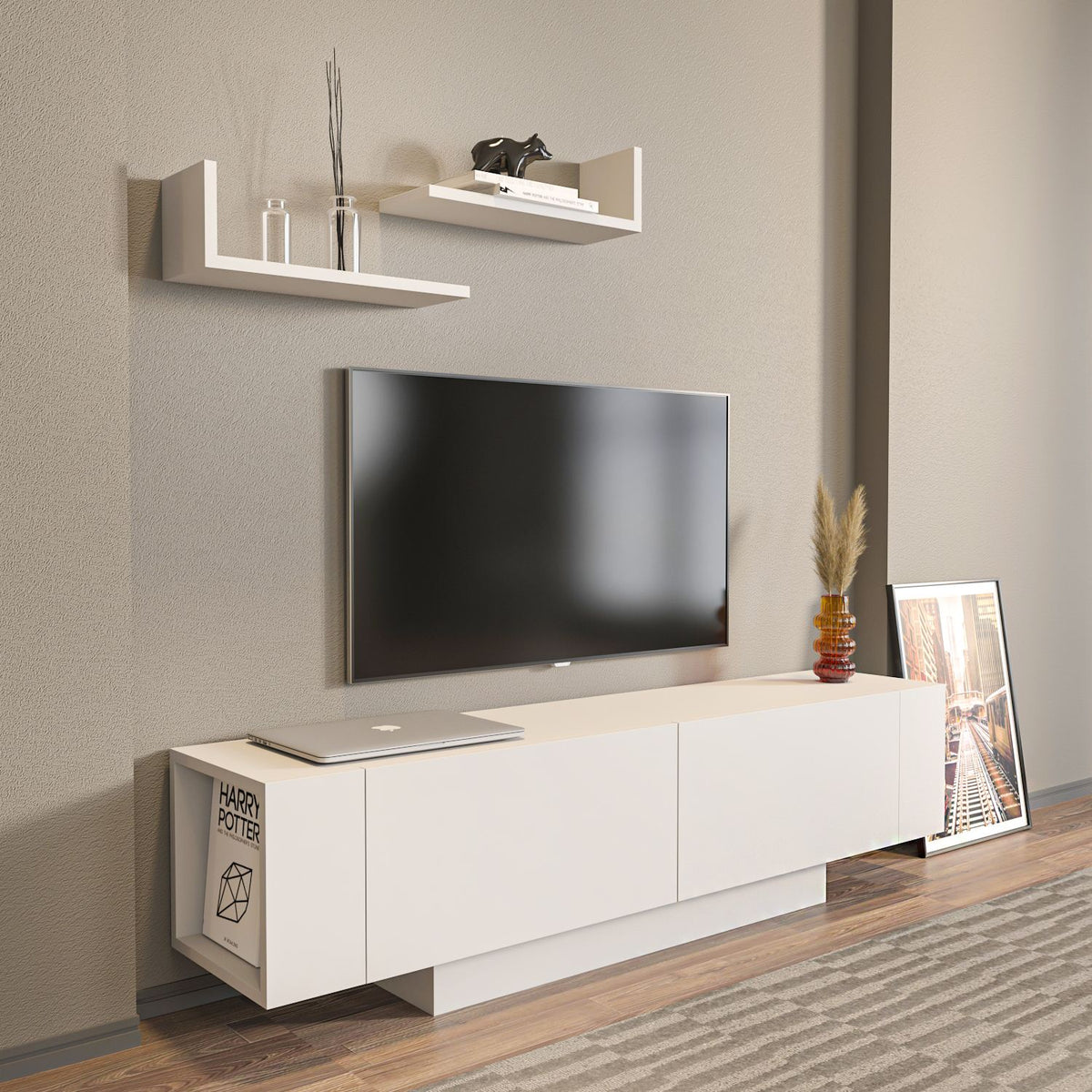 Σύνθεση Τηλεόρασης Lardos Λευκό 150x31.5x40 εκ. Μελαμίνης