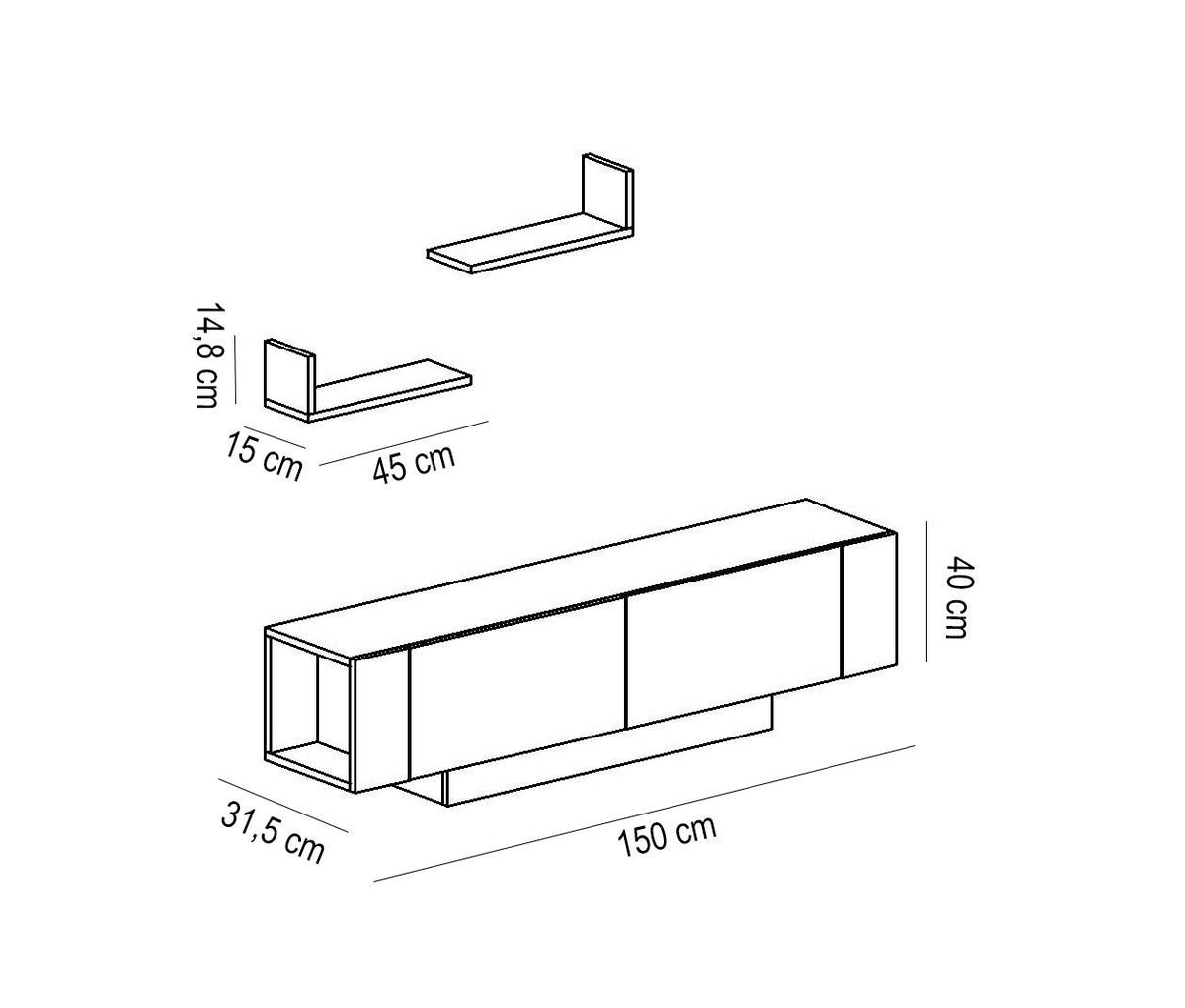 Σύνθεση Τηλεόρασης Lardos Λευκό 150x31.5x40 εκ. Μελαμίνης