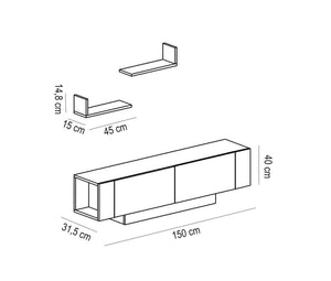 Σύνθεση Τηλεόρασης Lardos Λευκό 150x31.5x40 εκ. Μελαμίνης