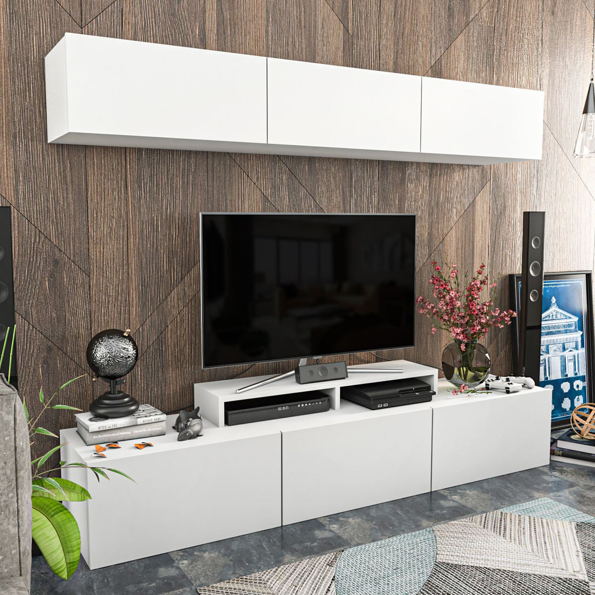 Σύνθεση Τηλεόρασης Kouma Λευκό 180x37.4x40 εκ. Μελαμίνης