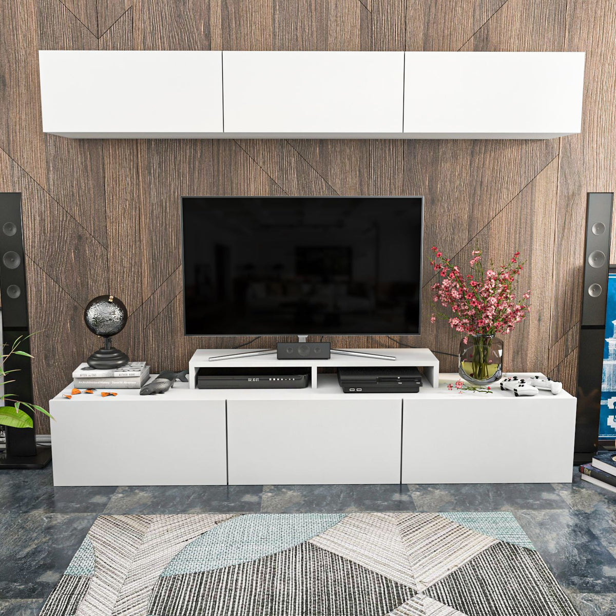 Σύνθεση Τηλεόρασης Kouma Λευκό 180x37.4x40 εκ. Μελαμίνης