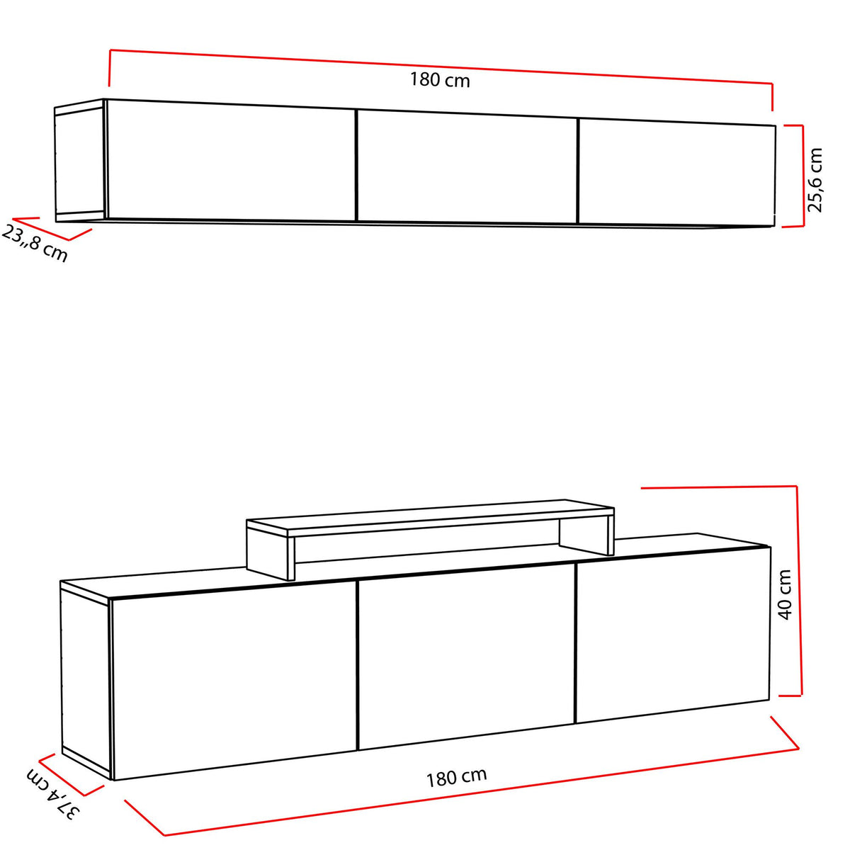 Σύνθεση Τηλεόρασης Kouma Λευκό 180x37.4x40 εκ. Μελαμίνης