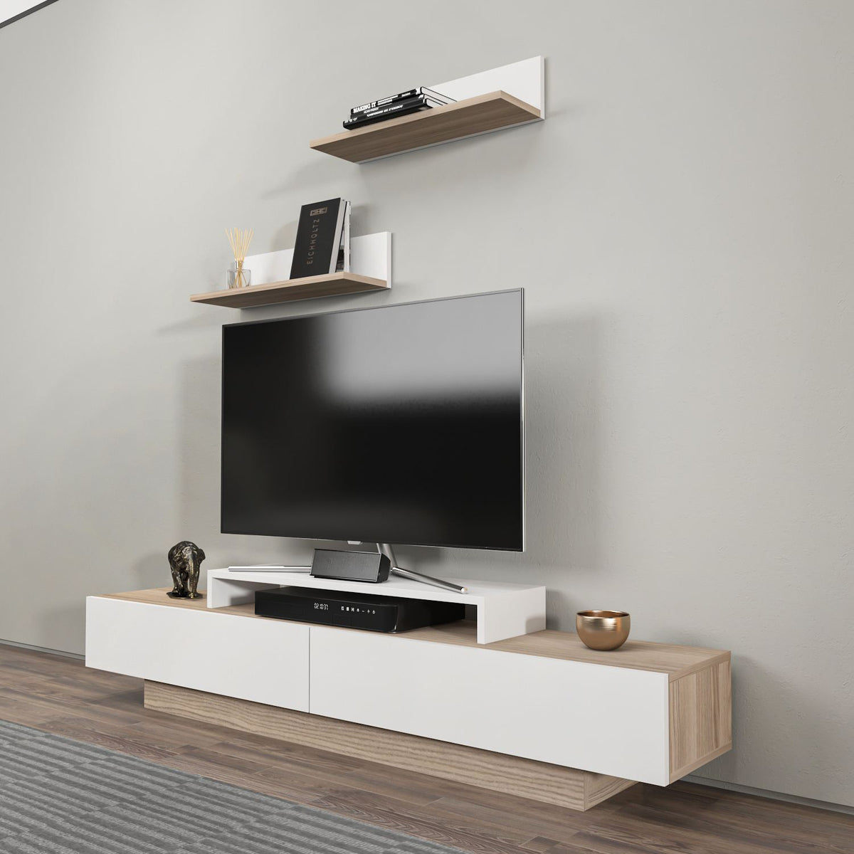 Σύνθεση Τηλεόρασης Afroditi Λευκό - Cordoba 180x31x40 εκ. Μελαμίνης