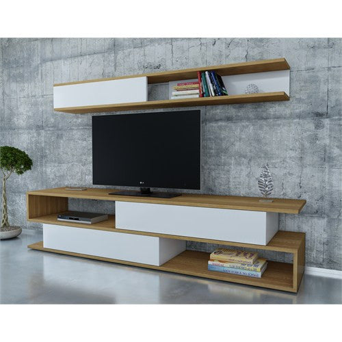 Σύνθεση Τηλεόρασης Ezousa Teak - Λευκό 176x31.5x39 εκ. Μελαμίνης