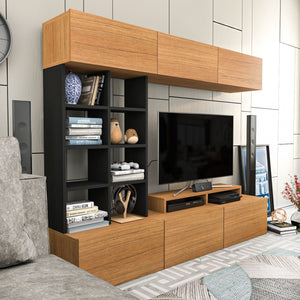 Σύνθεση Τηλεόρασης Aetomilitsa Teak - Μαύρο 180x37x40 εκ. Μελαμίνης