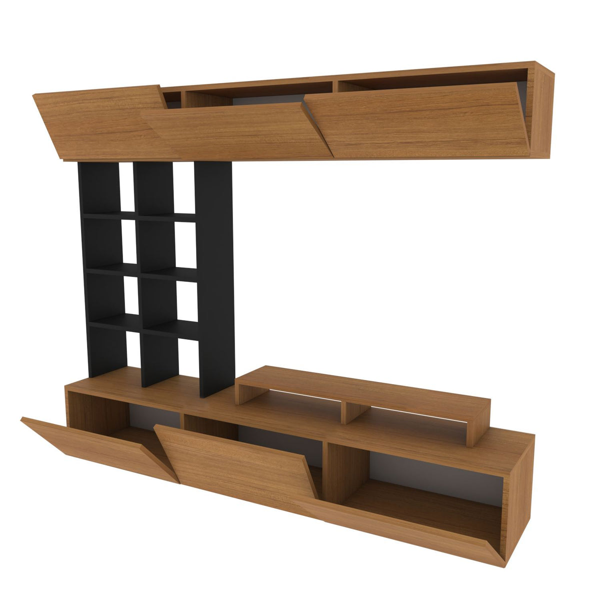 Σύνθεση Τηλεόρασης Aetomilitsa Teak - Μαύρο 180x37x40 εκ. Μελαμίνης