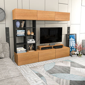 Σύνθεση Τηλεόρασης Aetomilitsa Teak - Μαύρο 180x37x40 εκ. Μελαμίνης