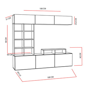 Σύνθεση Τηλεόρασης Aetomilitsa Teak - Μαύρο 180x37x40 εκ. Μελαμίνης