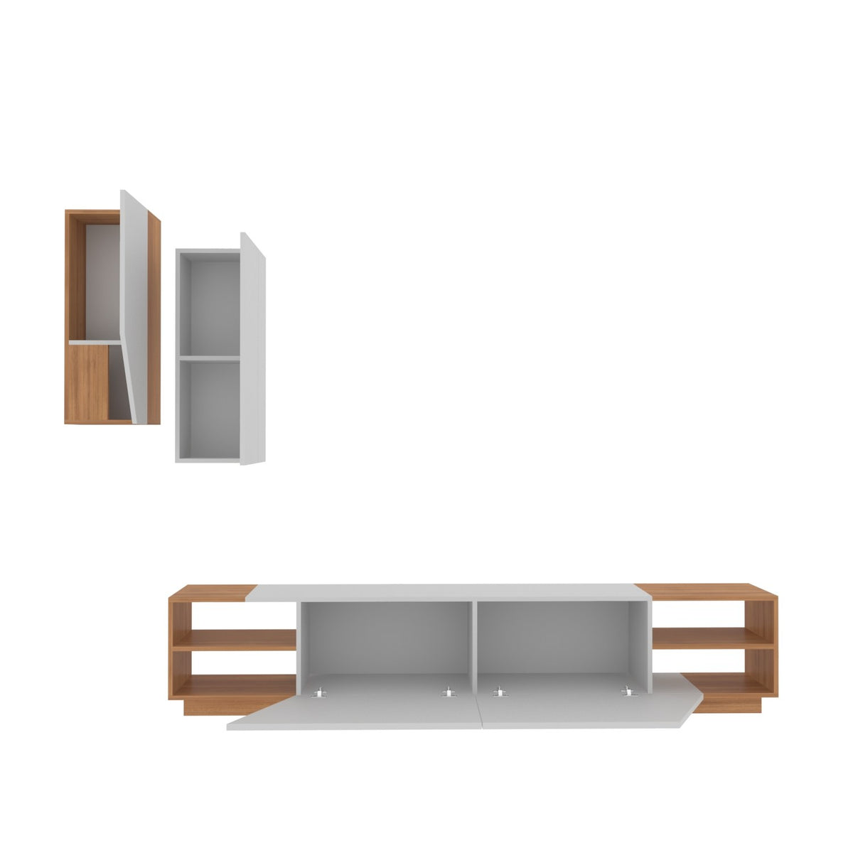 Σύνθεση Τηλεόρασης Kolympia Λευκό - Teak 240x37.5x47 εκ. Μελαμίνης