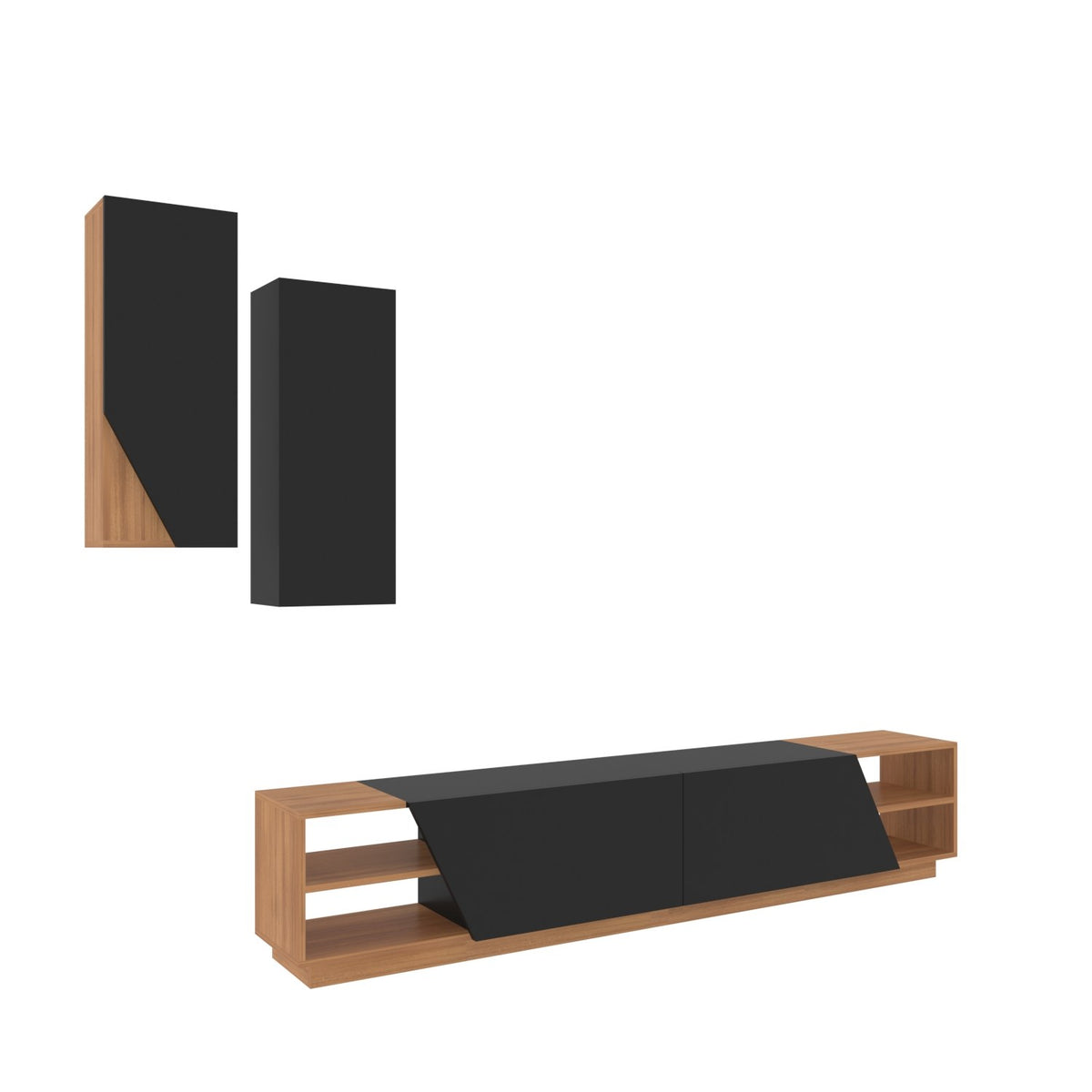 Σύνθεση Τηλεόρασης Kolympia Μαύρο - Teak 240x37.5x47 εκ. Μελαμίνης
