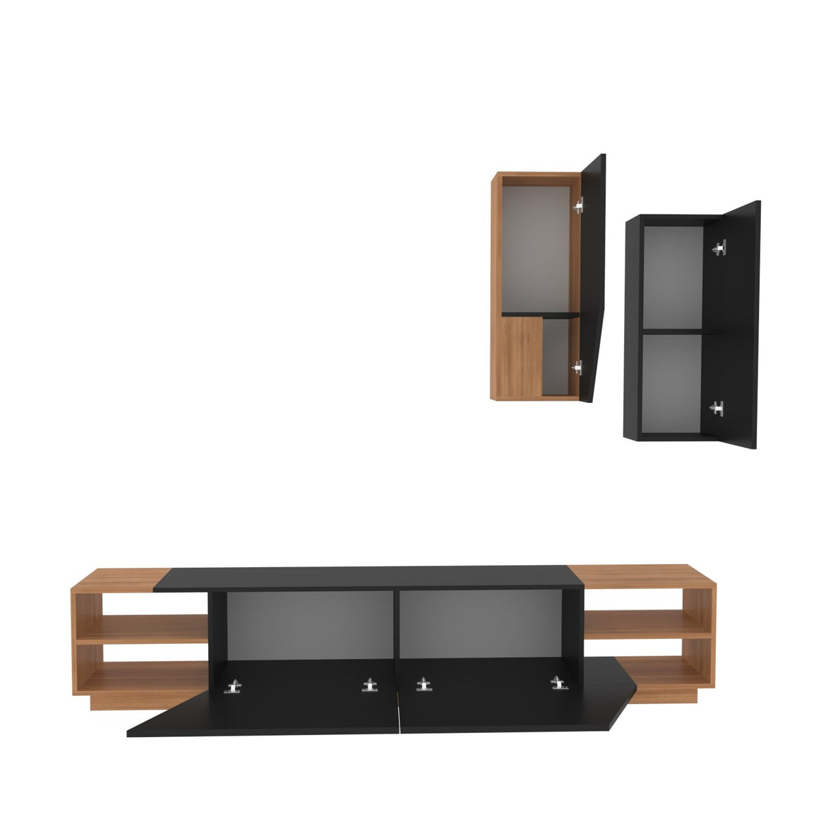 Σύνθεση Τηλεόρασης Kolympia Μαύρο - Teak 240x37.5x47 εκ. Μελαμίνης