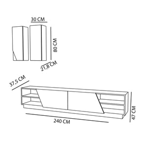 Σύνθεση Τηλεόρασης Kolympia Μαύρο - Teak 240x37.5x47 εκ. Μελαμίνης