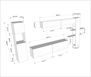 Σύνθεση Τηλεόρασης Melanarga Λευκό 215x31.5x150 εκ. Μελαμίνης