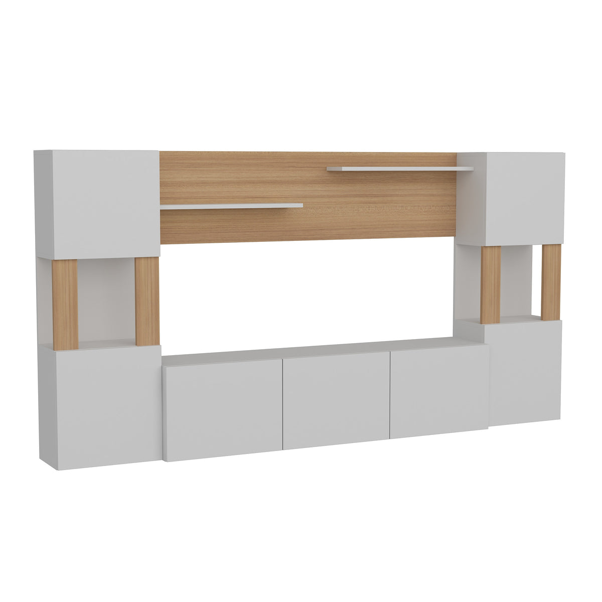 Σύνθεση Τηλεόρασης Ramia Λευκό - Teak 160x31.5x125 εκ. Μελαμίνης