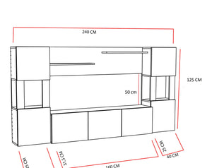 Σύνθεση Τηλεόρασης Ramia Λευκό - Teak 160x31.5x125 εκ. Μελαμίνης