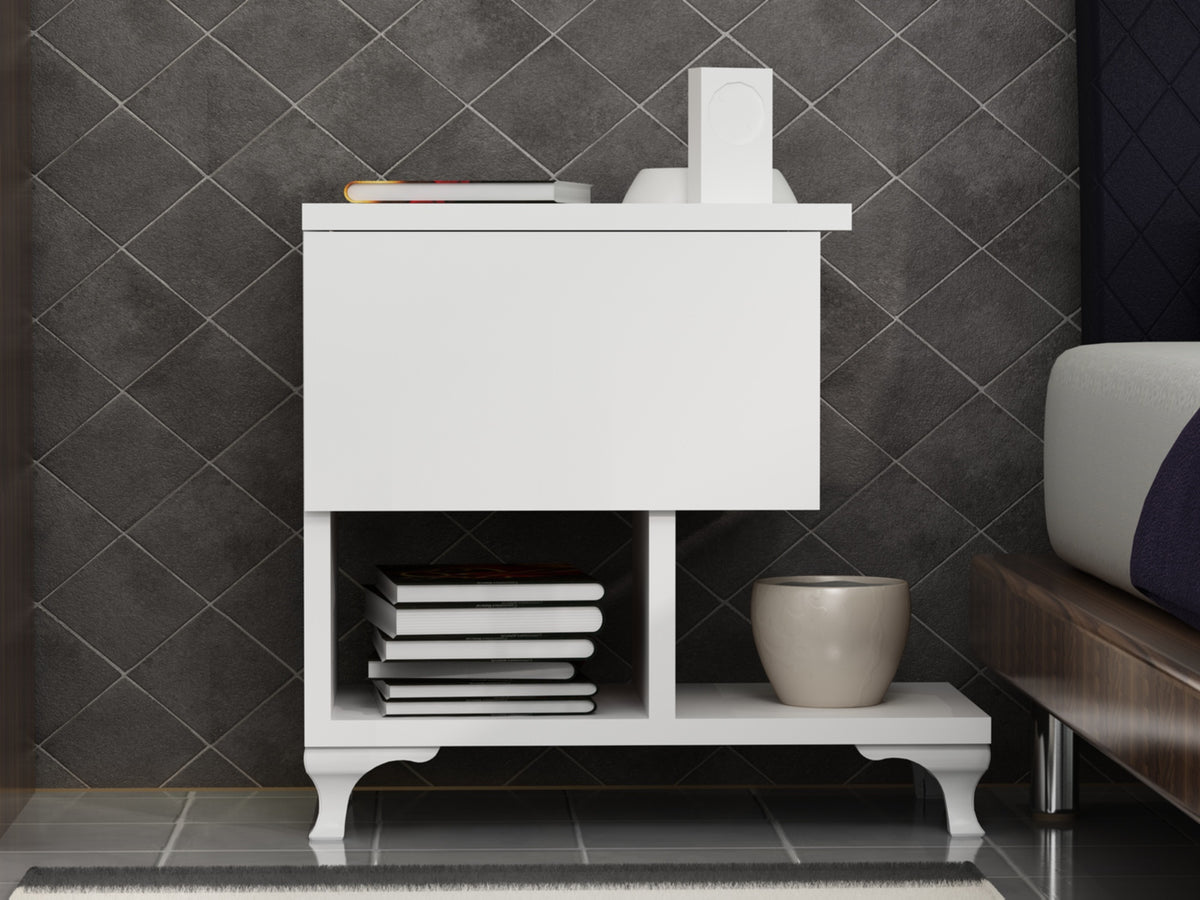 Κομοδίνο Tegea Λευκό 46.8x33x46.8 εκ. Μελαμίνης