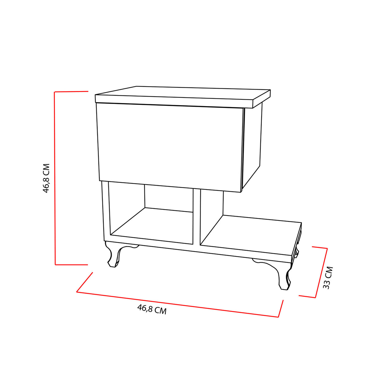 Κομοδίνο Tegea Λευκό 46.8x33x46.8 εκ. Μελαμίνης