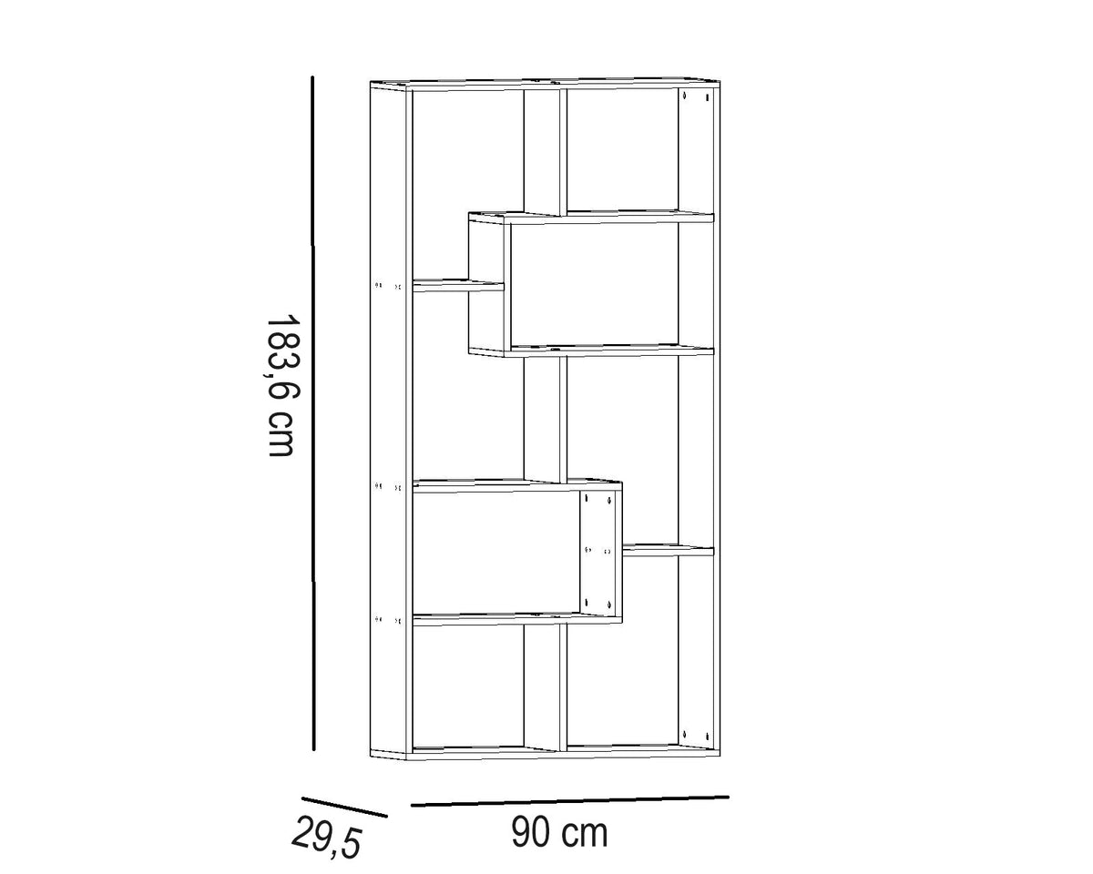 Βιβλιοθήκη Tiryns Λευκό 90x29.5x183.6 εκ. Μελαμίνης
