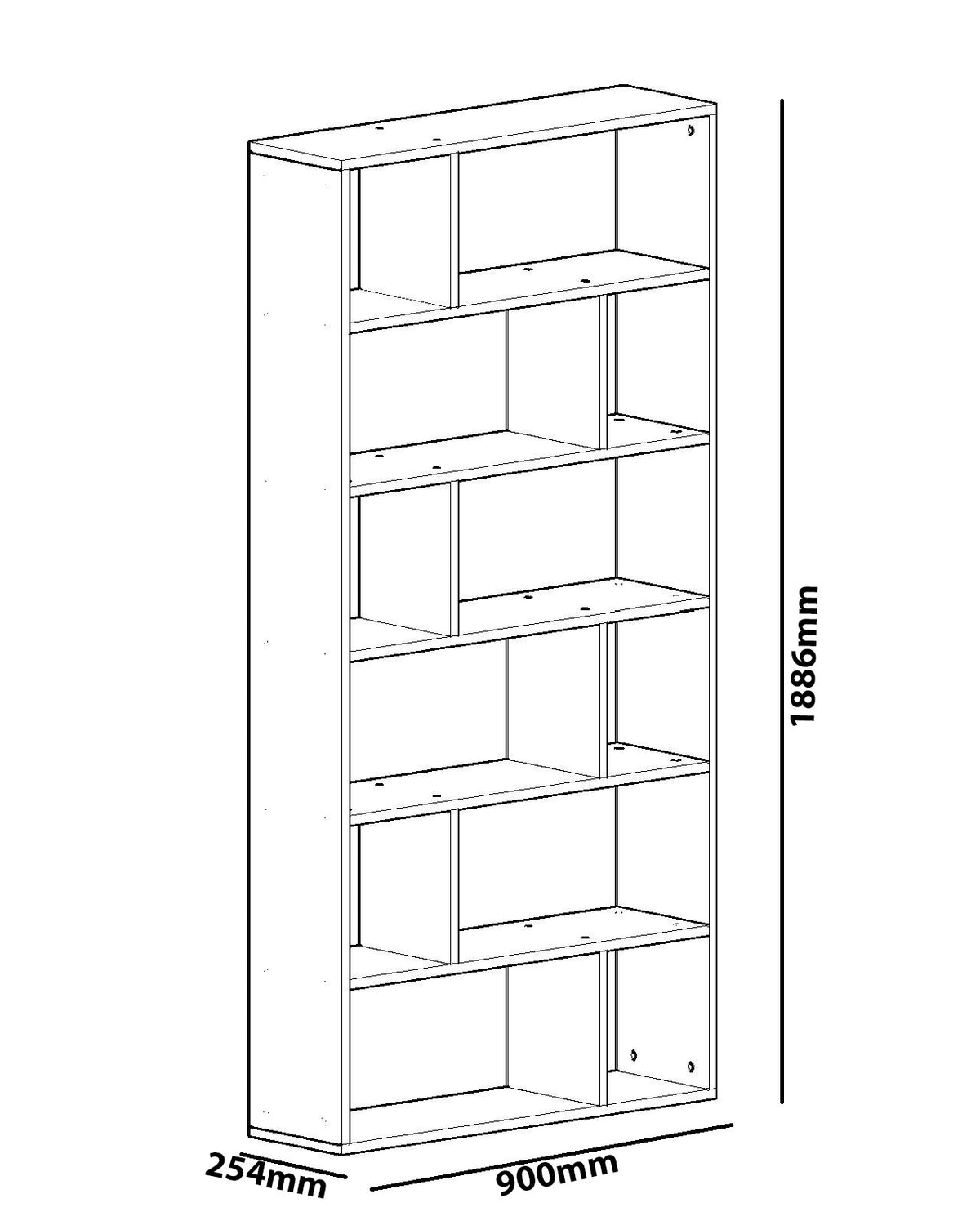 Βιβλιοθήκη Pollonia Λευκό 90x25.4x188.6 εκ. Μελαμίνης