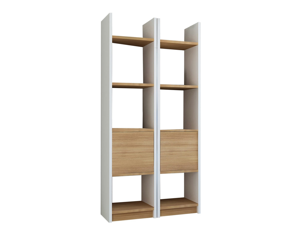 Βιβλιοθήκη Psophis Λευκό - Teak 66.2x29.5x150 εκ. Μελαμίνης