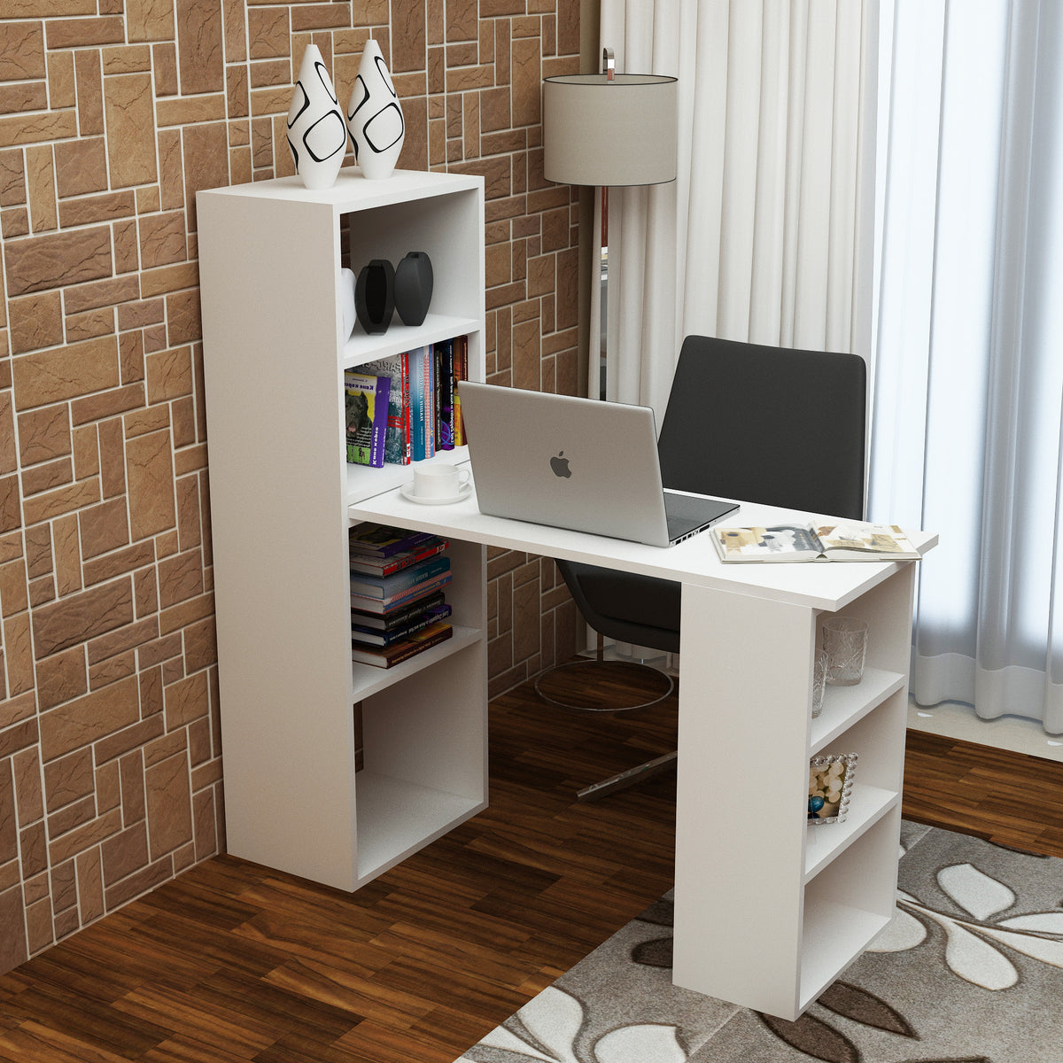 Γραφείο Ligourio Λευκό 90x40x123 εκ. Μελαμίνης