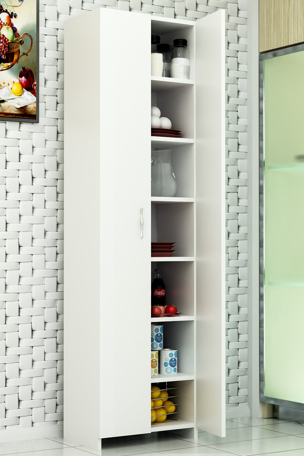 Στήλη Αποθήκευσης Kalarites Λευκό 49x30x182 εκ. Μελαμίνης