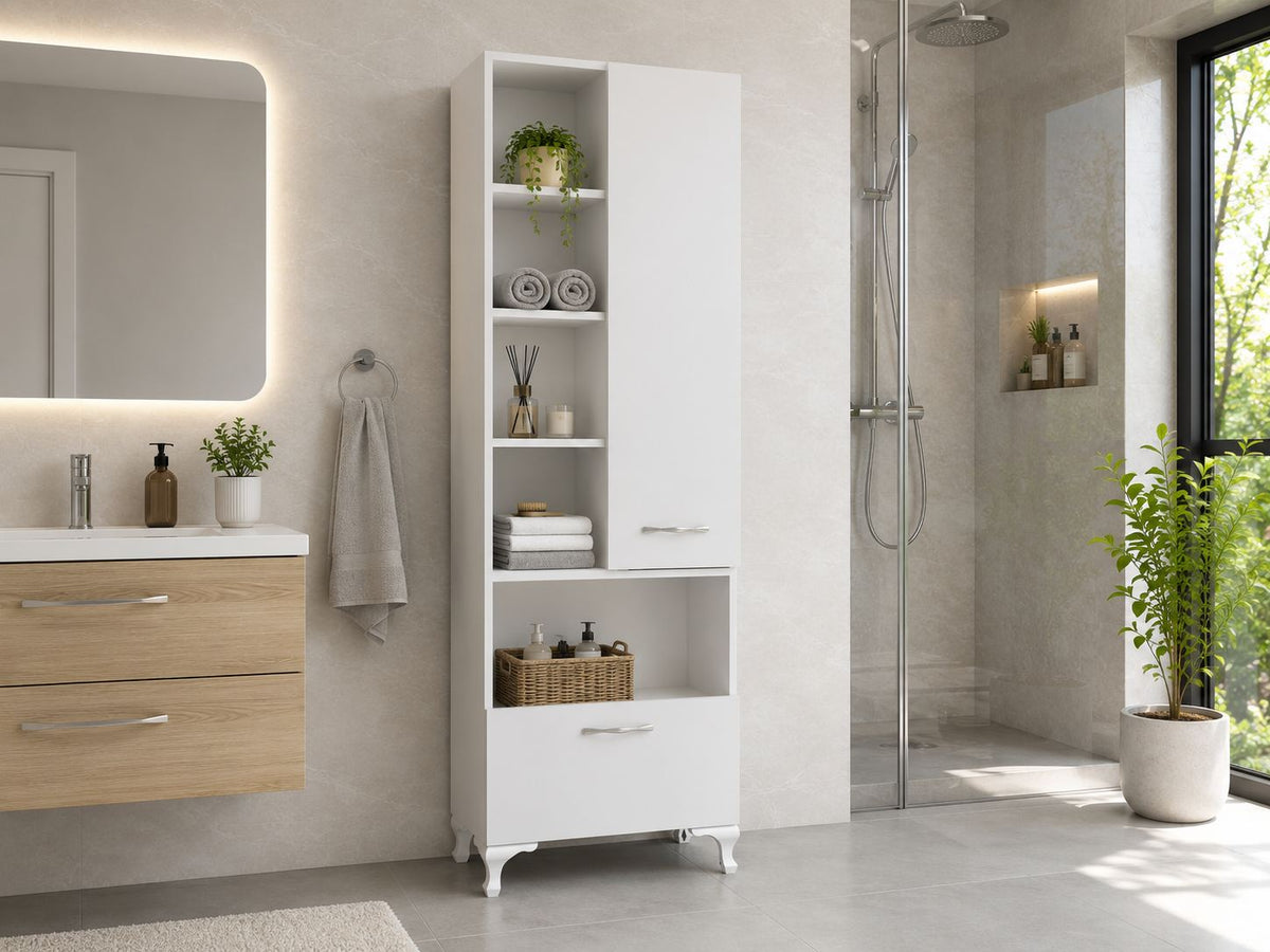 Στήλη Αποθήκευσης Pramanta Λευκό 60x31.5x163.6 εκ. Μελαμίνης