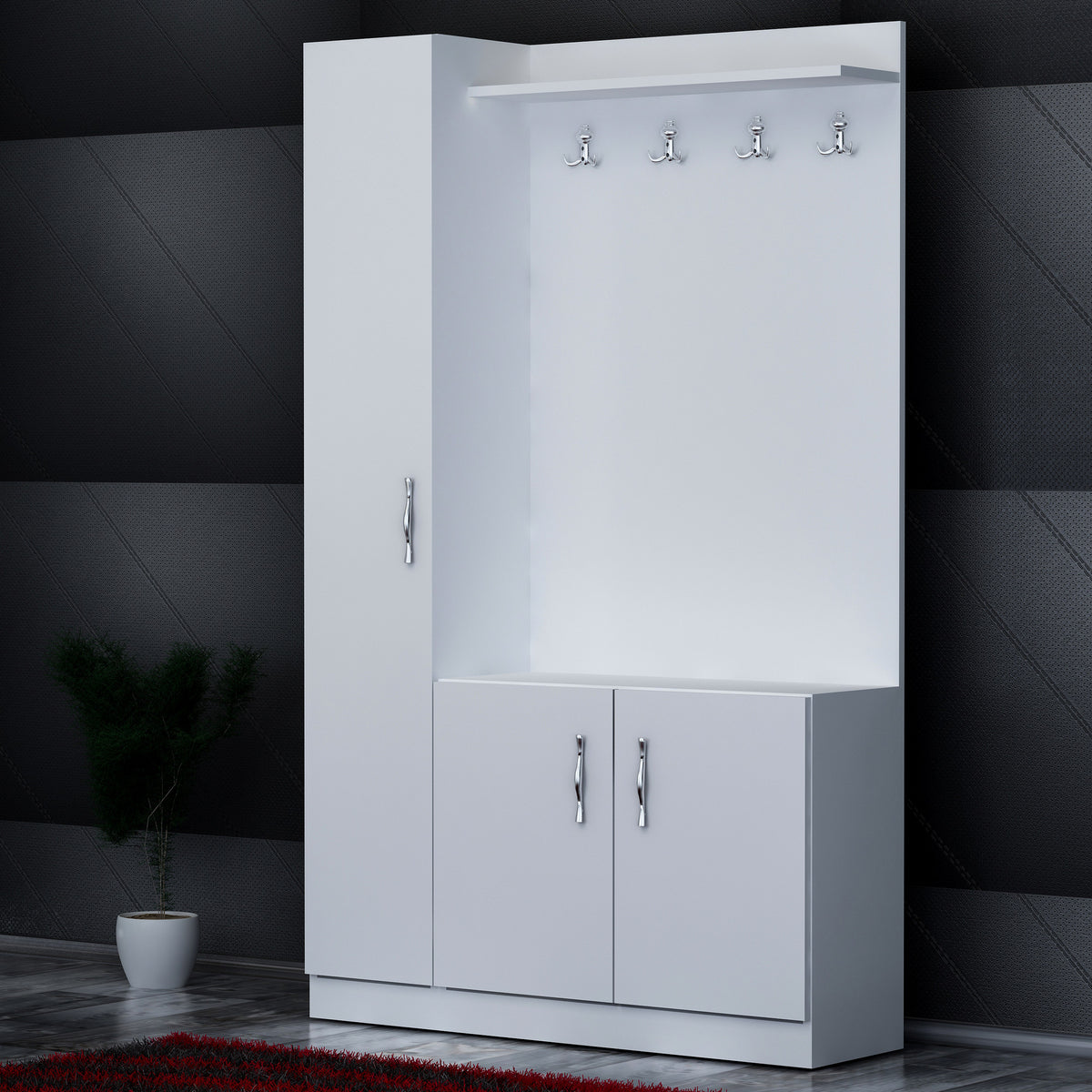 Έπιπλο Εισόδου Fanos Λευκό 110x31.8x180 εκ. Μελαμίνης