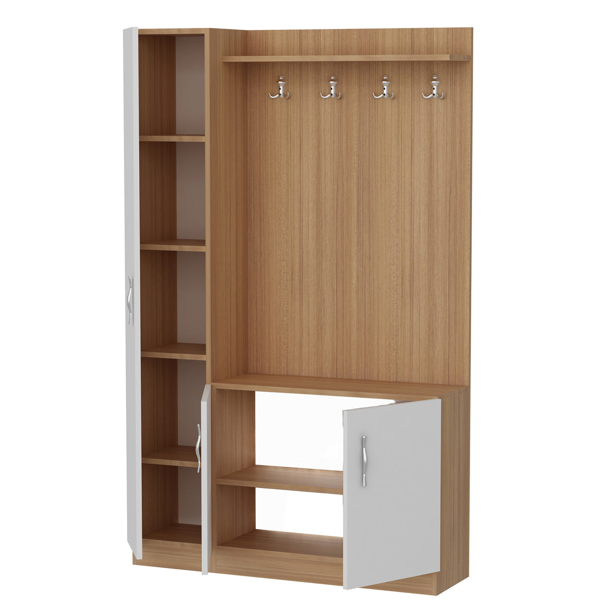 Έπιπλο Εισόδου Fanos Λευκό - Teak 110x31.8x180 εκ. Μελαμίνης