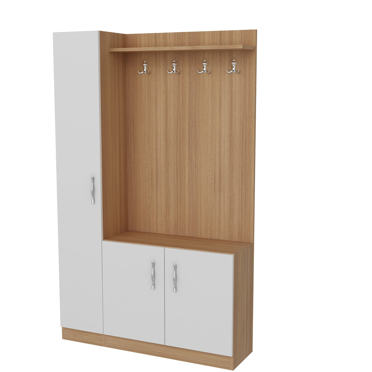 Έπιπλο Εισόδου Fanos Λευκό - Teak 110x31.8x180 εκ. Μελαμίνης