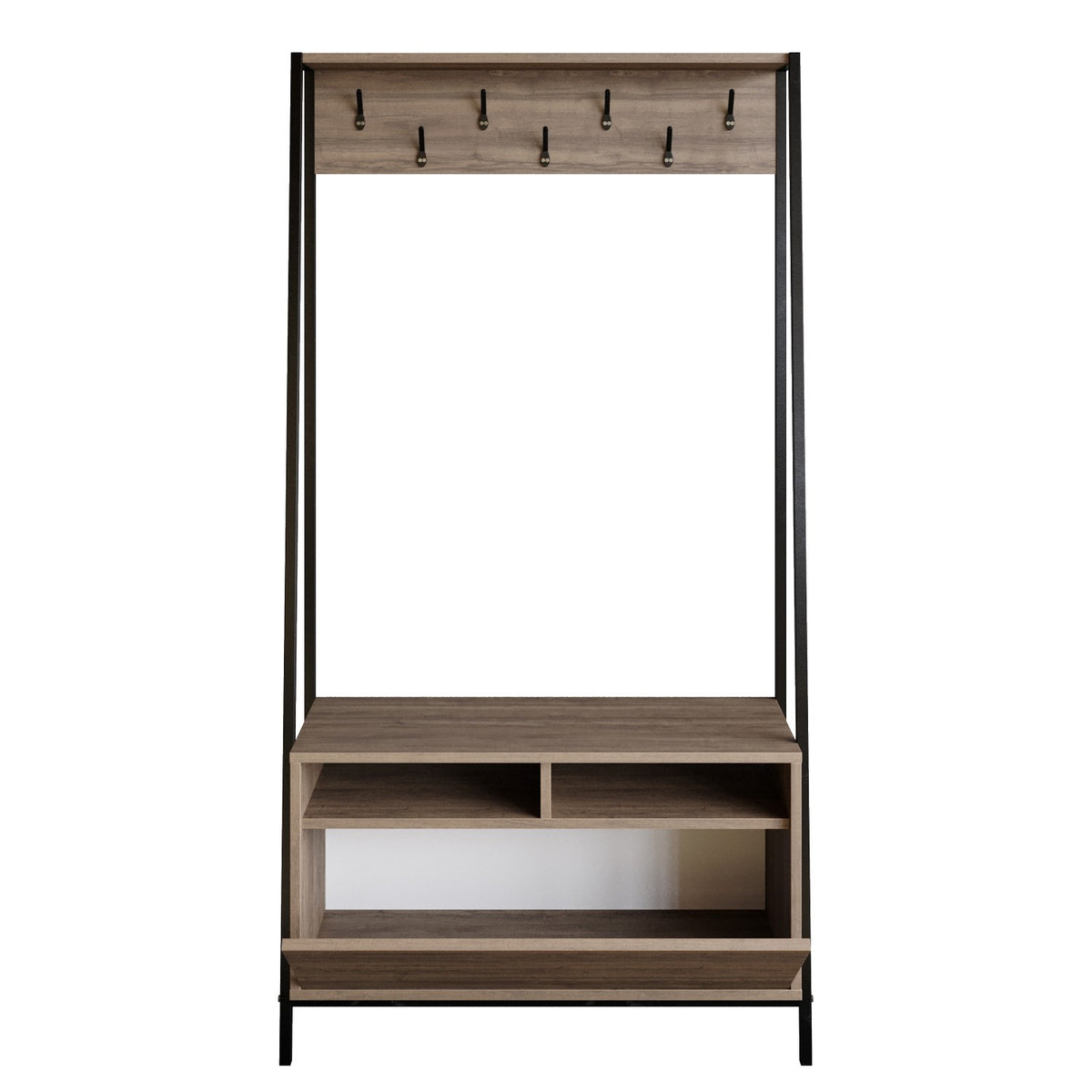 Έπιπλο Εισόδου Katergo Καρυδί - Μαύρο 94x35.3x180 εκ. Μελαμίνης