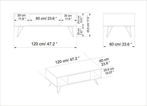 Τραπεζάκι Σαλονιού Koukounaries Μαύρο - Καρυδί 120x60x45.6 εκ. Μελαμίνης