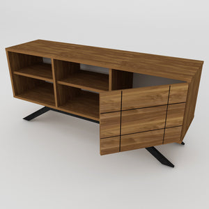 Έπιπλο Τηλεόρασης Prasiai Μαύρο - Καρυδί 130x58.6x38.6 εκ. Μελαμίνης