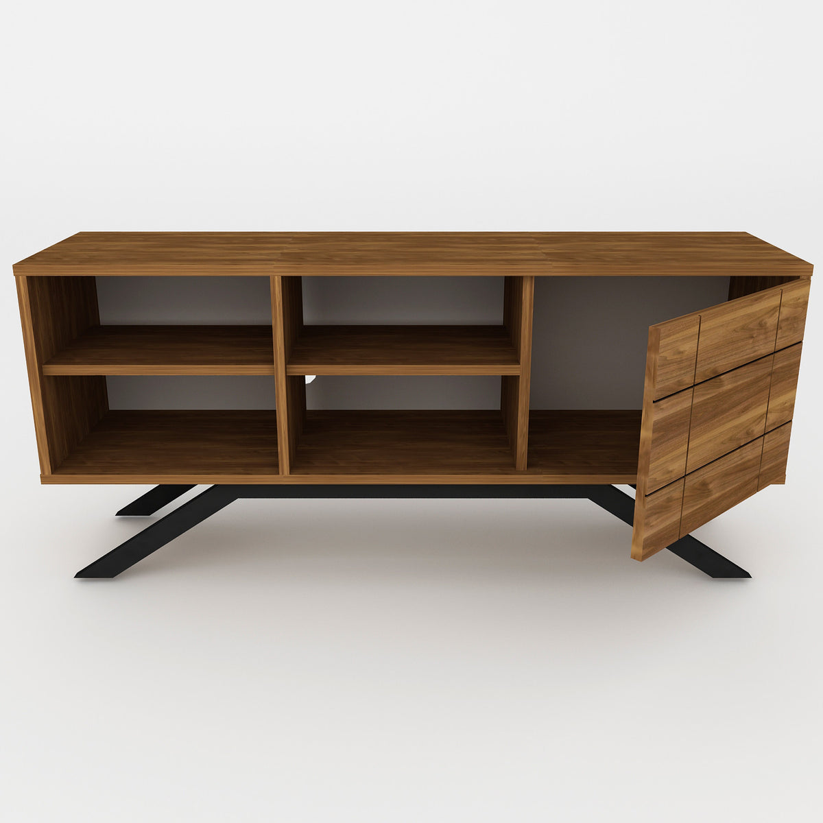 Έπιπλο Τηλεόρασης Prasiai Μαύρο - Καρυδί 130x58.6x38.6 εκ. Μελαμίνης