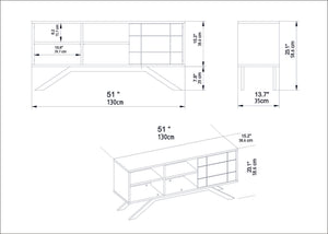 Έπιπλο Τηλεόρασης Prasiai Μαύρο - Καρυδί 130x58.6x38.6 εκ. Μελαμίνης