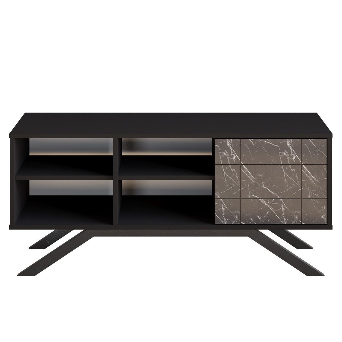 Έπιπλο Τηλεόρασης Prasiai Μαύρο 130x58.6x38.6 εκ. Μελαμίνης