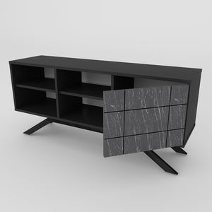 Έπιπλο Τηλεόρασης Prasiai Μαύρο 130x58.6x38.6 εκ. Μελαμίνης