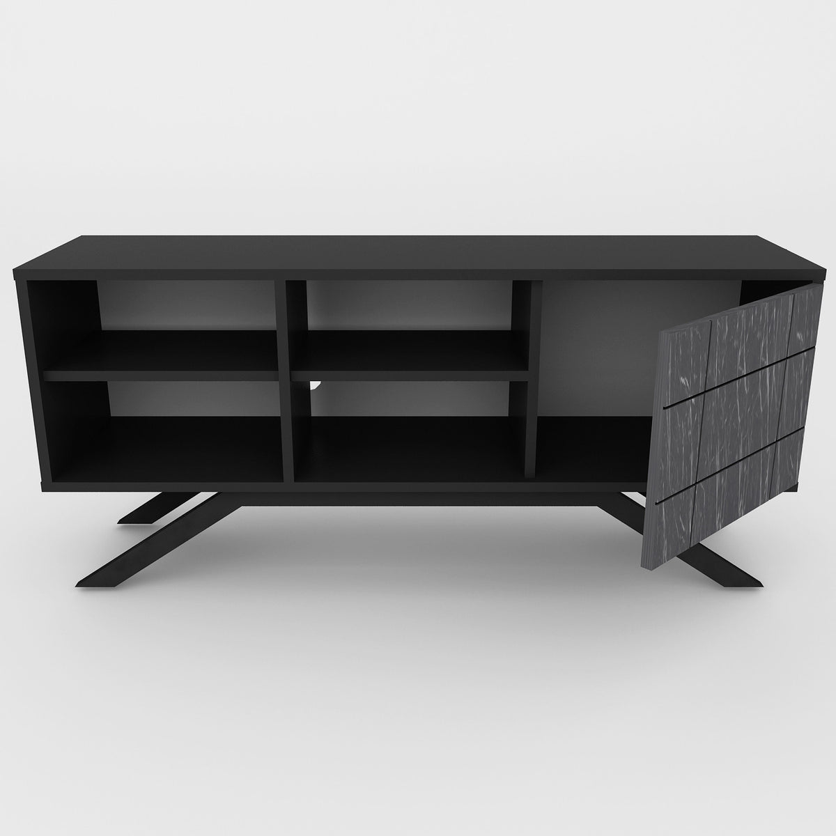 Έπιπλο Τηλεόρασης Prasiai Μαύρο 130x58.6x38.6 εκ. Μελαμίνης