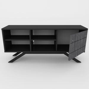 Έπιπλο Τηλεόρασης Prasiai Μαύρο 130x58.6x38.6 εκ. Μελαμίνης
