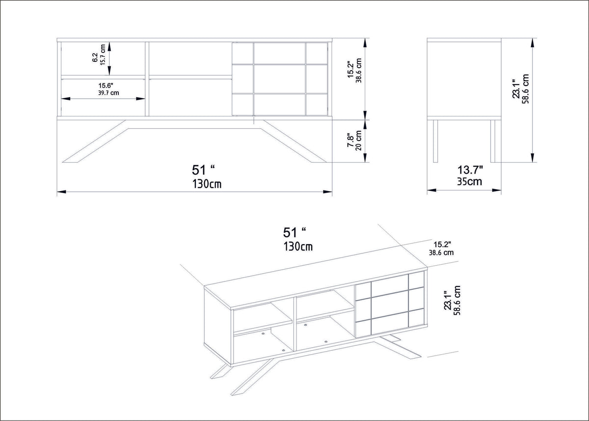 Έπιπλο Τηλεόρασης Prasiai Μαύρο 130x58.6x38.6 εκ. Μελαμίνης