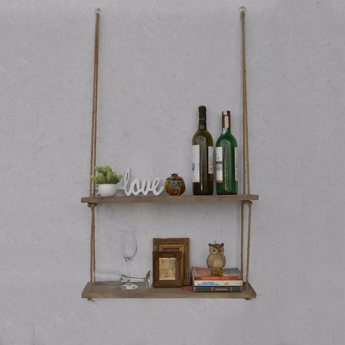 Ράφι Τοίχου Arkadi Καρυδί 60x14x60 εκ. Μασίφ Ξύλου