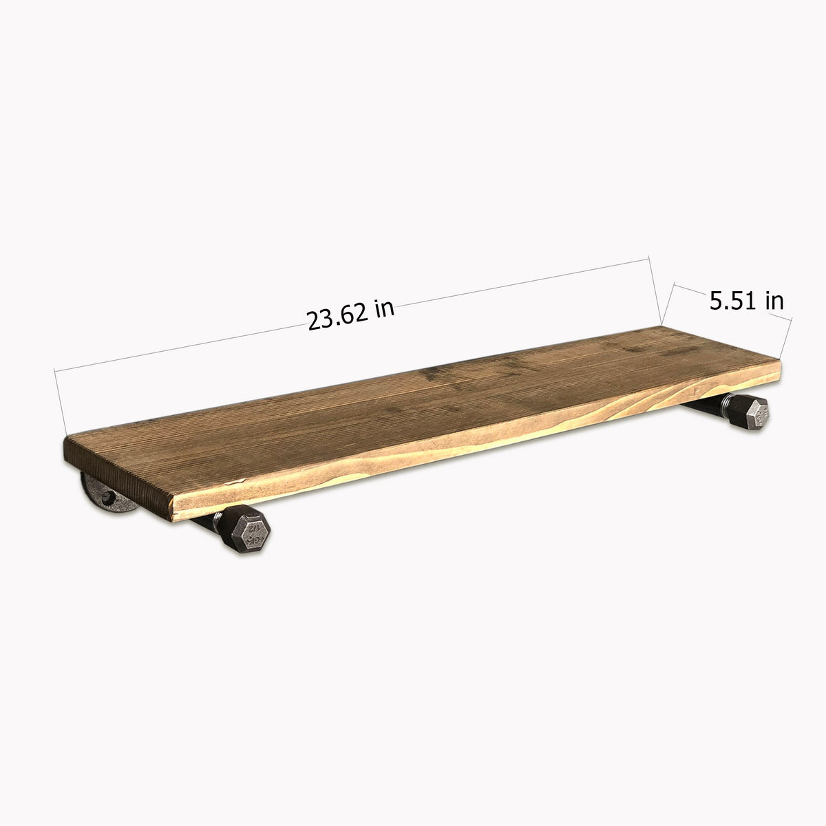 Ράφι Τοίχου Βιομηχανικό Korone Καρυδί - Μαύρο 60x14x17 εκ. Μασίφ Ξύλου - Pakobazaar