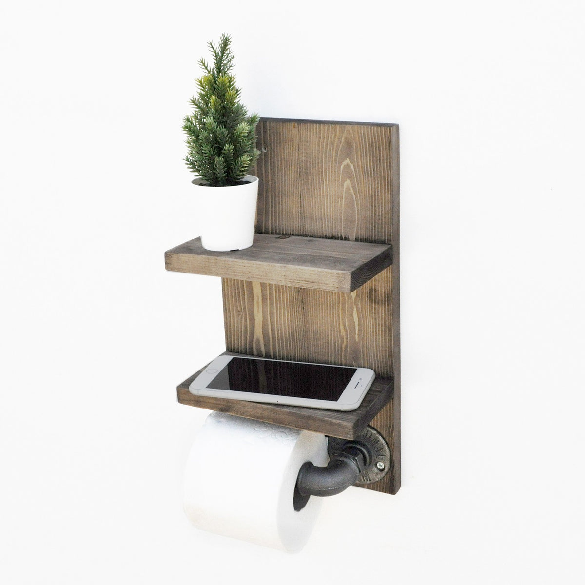 Διακοσμητικό Ξύλινο Ράφι Radamanthys Καρυδί 18x12x35 εκ. Μασίφ Ξύλου