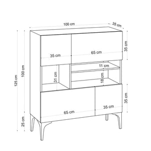 Κονσόλα Gefyra Με Ράφια Δρυς Sapphire 100x125x35 εκ. Μελαμίνης