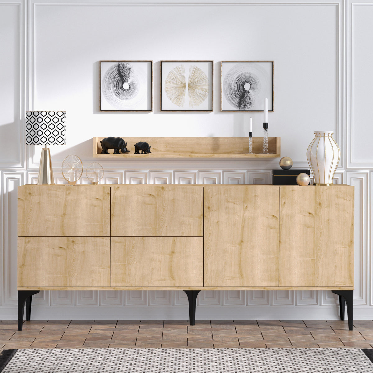 Κονσόλα Koumaria Με Ράφια Δρυς Sapphire 180x40x55 εκ. Μελαμίνης