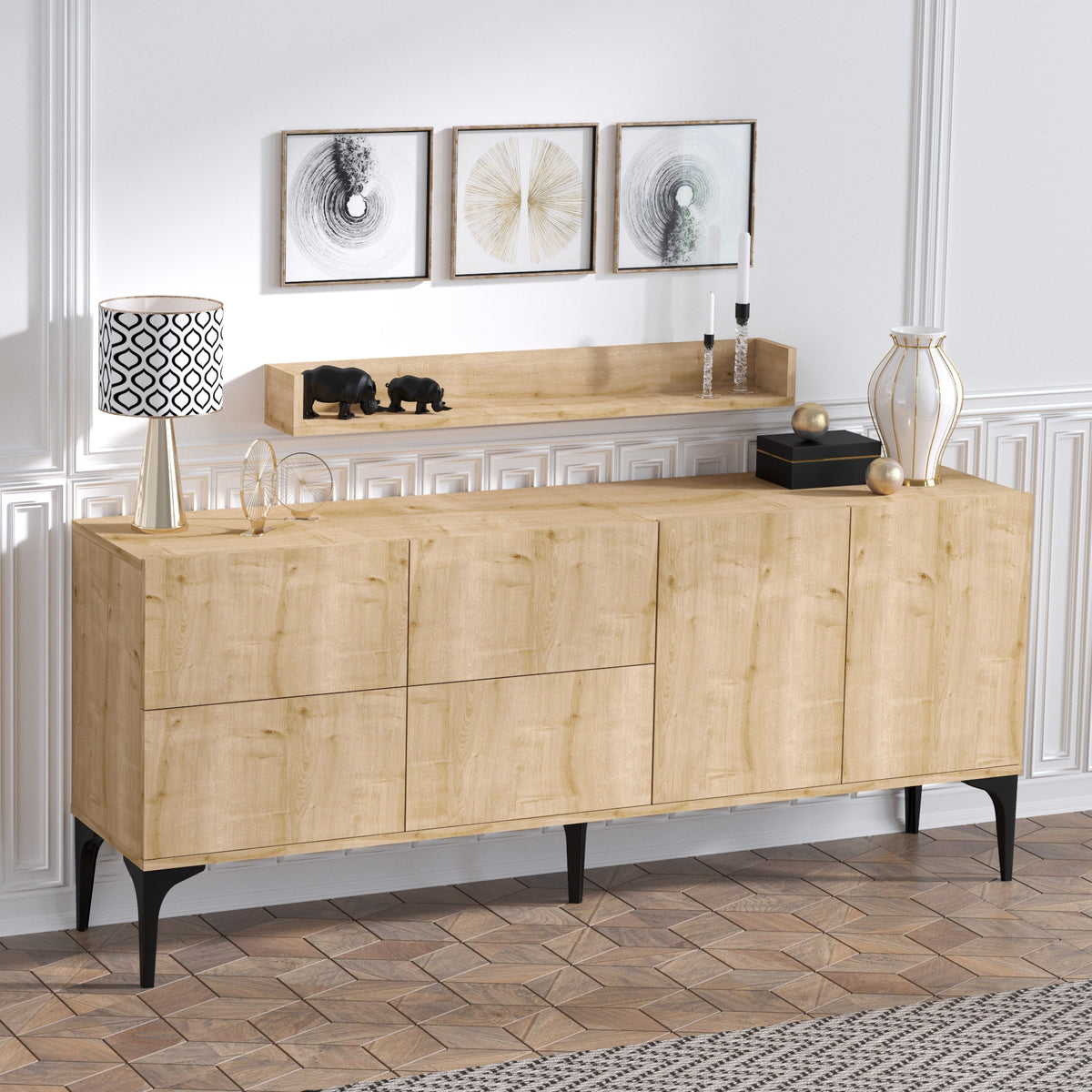 Κονσόλα Koumaria Με Ράφια Δρυς Sapphire 180x40x55 εκ. Μελαμίνης