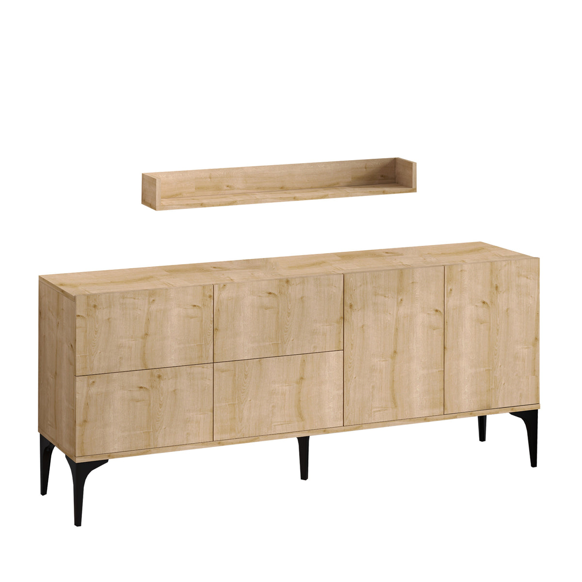 Κονσόλα Koumaria Με Ράφια Δρυς Sapphire 180x40x55 εκ. Μελαμίνης