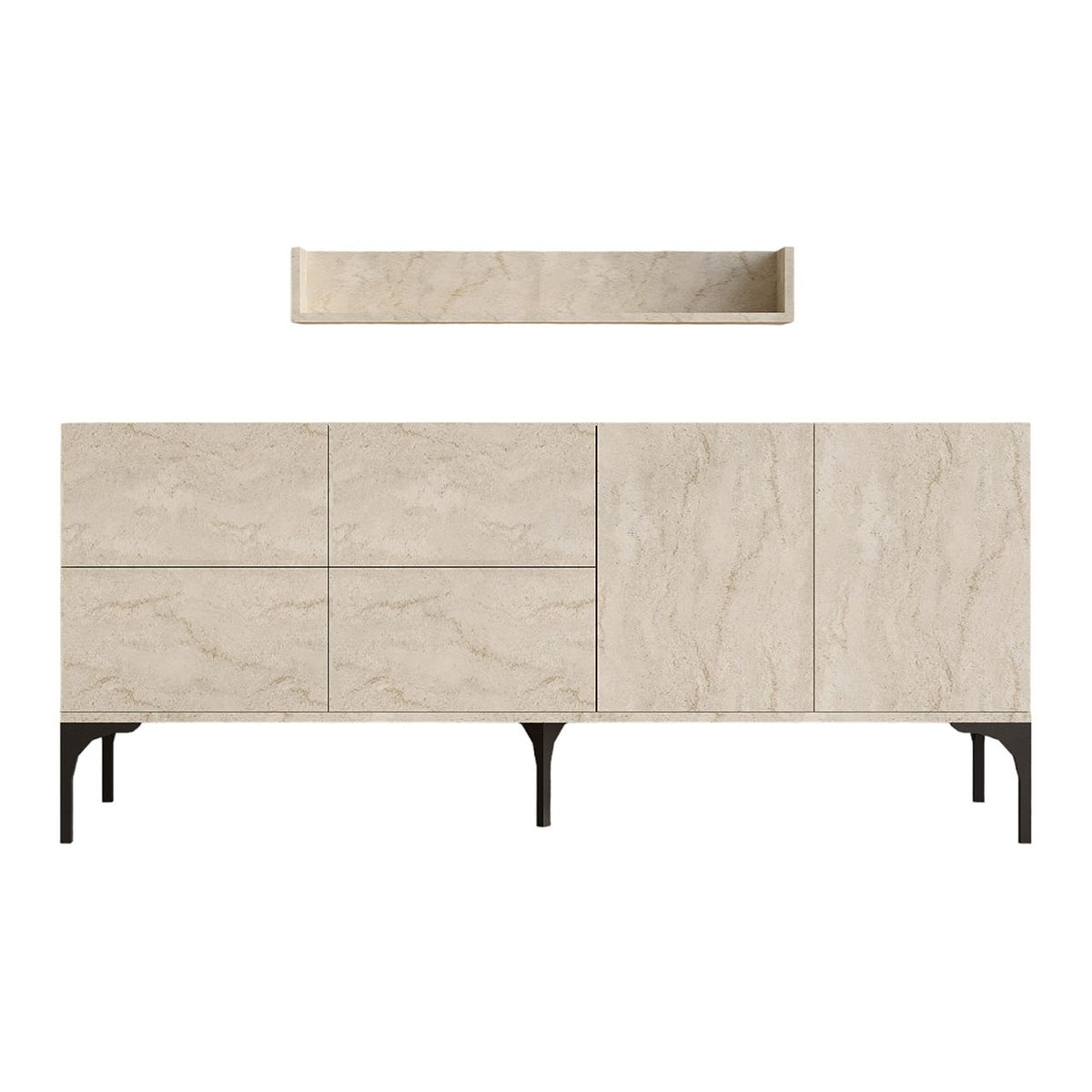 Κονσόλα Koumaria Με Ράφια Travertine 180x40x55 εκ. Μελαμίνης