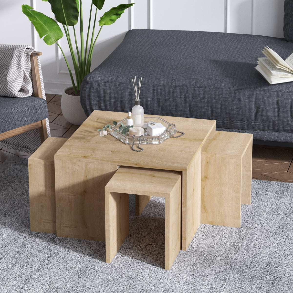Τραπεζάκια Σαλονιού Σετ Agrilia Δρυς Sapphire 60x60x37 εκ. Μελαμίνης