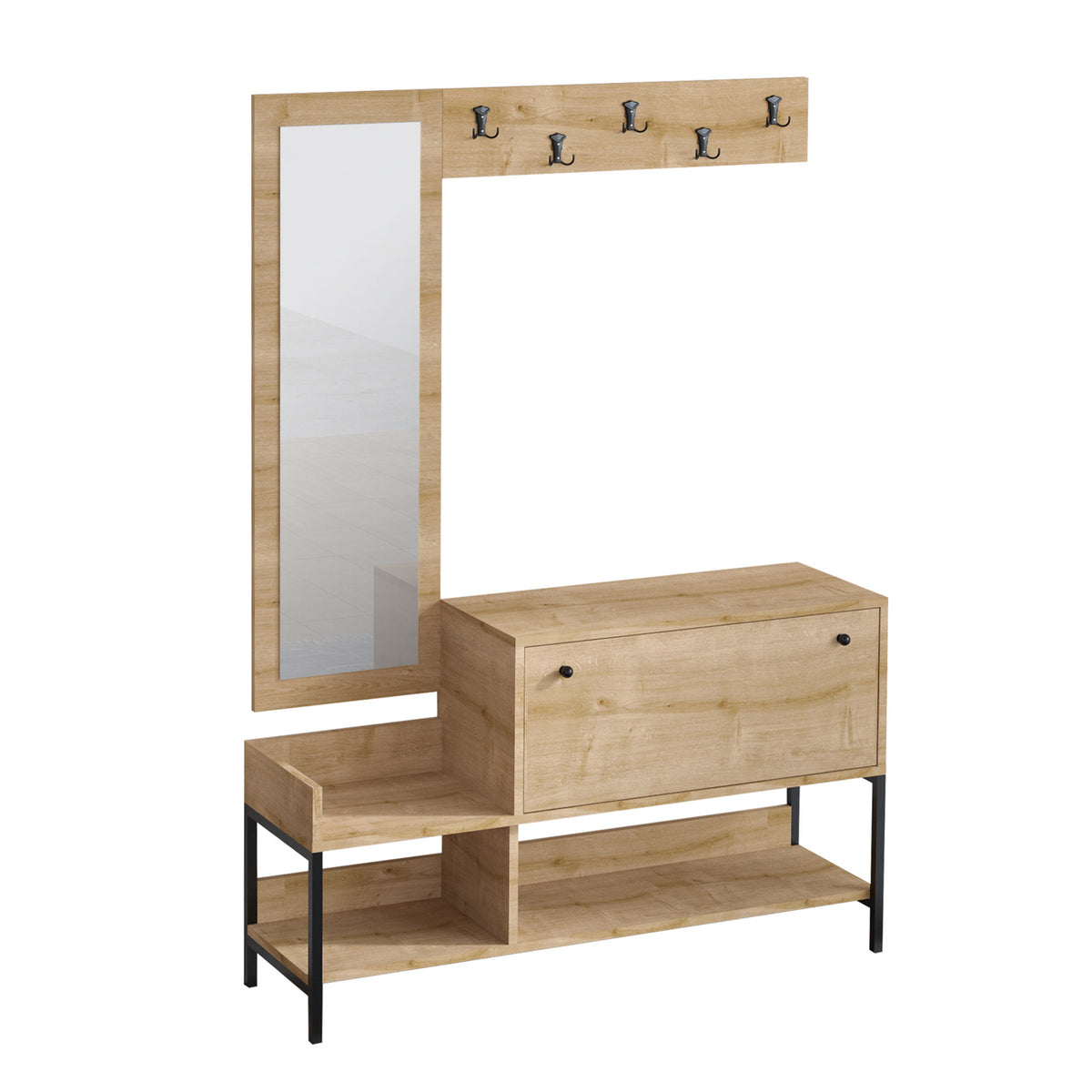 Παπουτσοθήκη Asopos Με Ράφια Δρυς Sapphire 120x35x70 εκ. Μελαμίνης